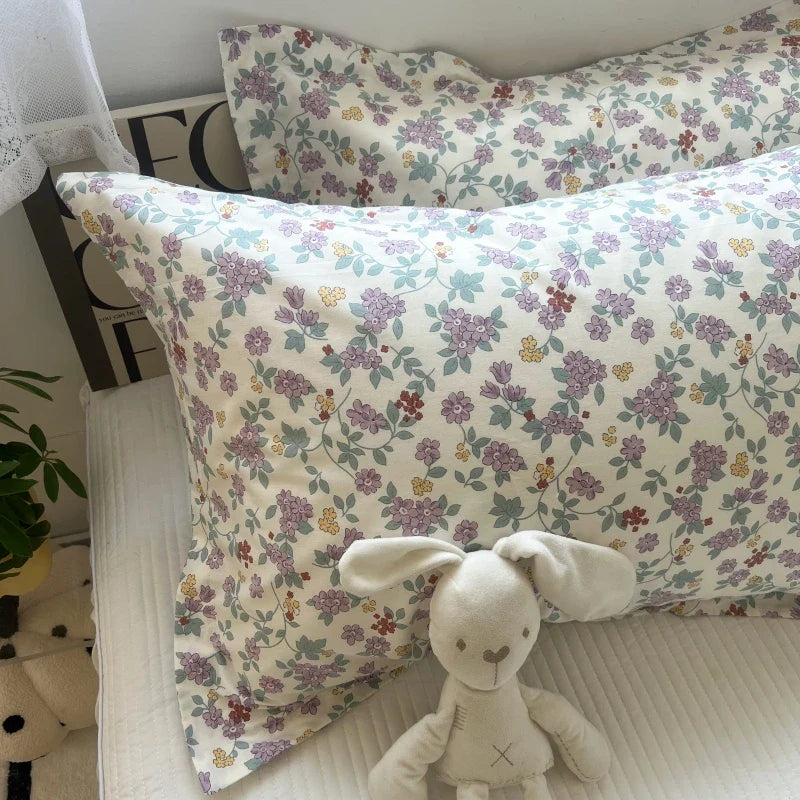 Afralia™ Korean Floral Cotton Pillowcase 40x60cm, 48x74cm, 50x80cm, Home Cushion Cover