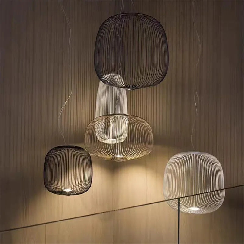 Afralia™ Spokes Pendant: Minimalist Birdcage Hanging Light for Villa, Lobby, Staircase & Home Decor