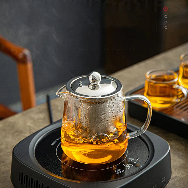 Afralia™ Glass Tea Jug Set with Filter, Teacup, and High-Temperature Resistant Kettle