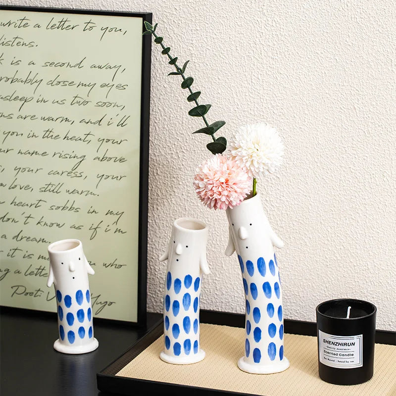 Afralia™ Ceramic Vase Coral Duct Family Home Decor Floral Arrangement Handmade Clay Art