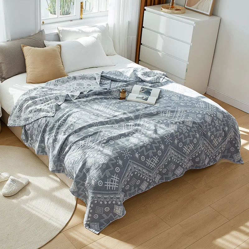 Afralia™ Nordic Cotton Gauze Throw Blanket for Sofa Bed, Boho Style Comforter Plaid