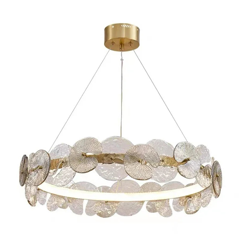 Afralia™ Glass Flower LED Chandelier for Living Room Bedroom Kitchen Dining Ceiling Lights