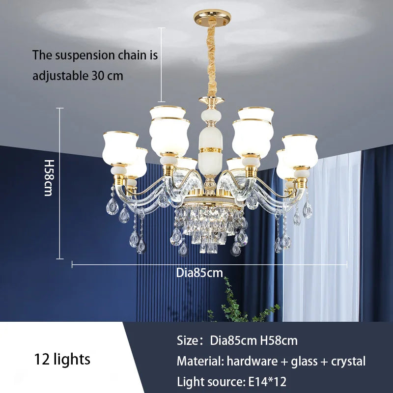 Afralia™ European Luxury Crystal Chandelier: Elegant Main Light for Living Room, Dining Room, Hall