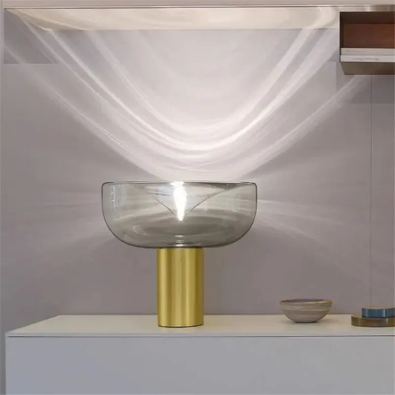 Afralia™ Aella Table Lamp: Elegant Clear Glass Luxury Art Desk Lamp for Office, Bedroom, and Foyer