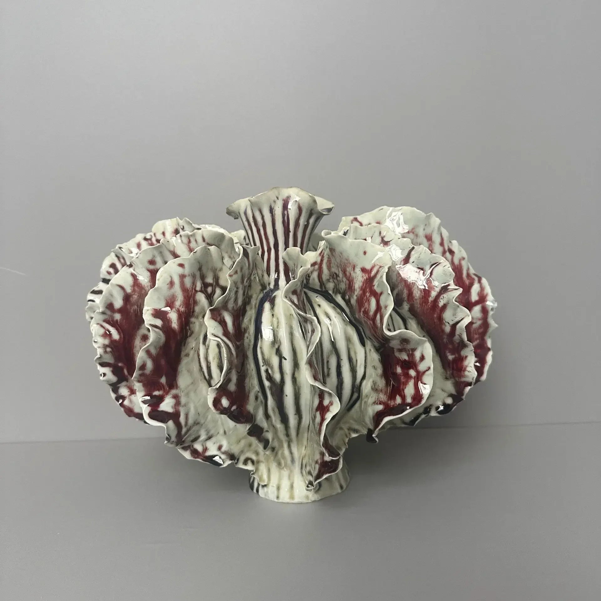 Afralia™ Handmade Ceramic Bud Vase Home Decor Flower Petal Irregular Fold Ornament