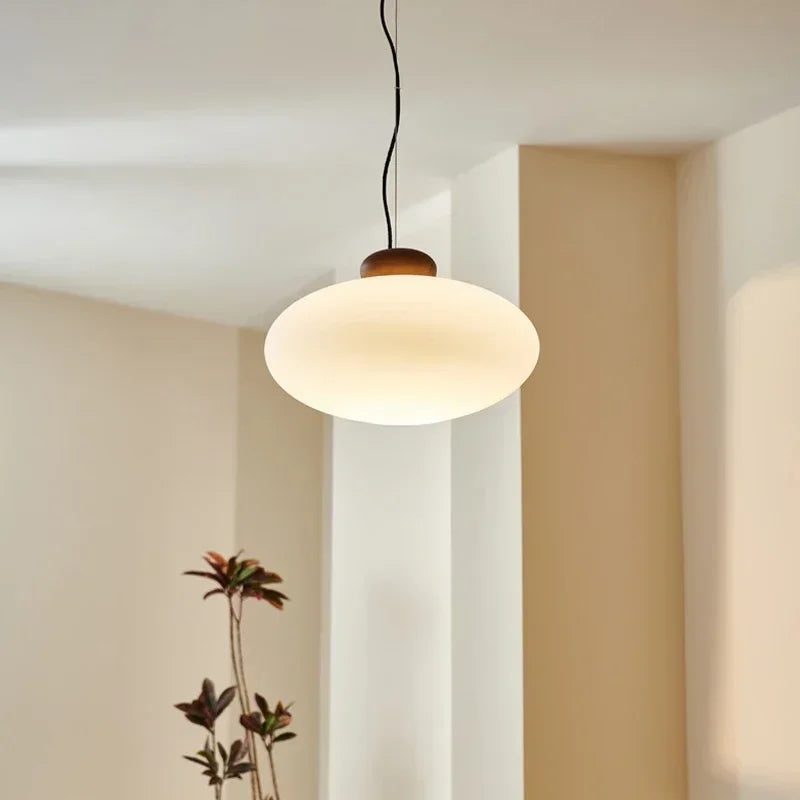 Afralia™ Nordic Wood Glass Pendant Light Chandelier for Dining Room and Bar Home Decor