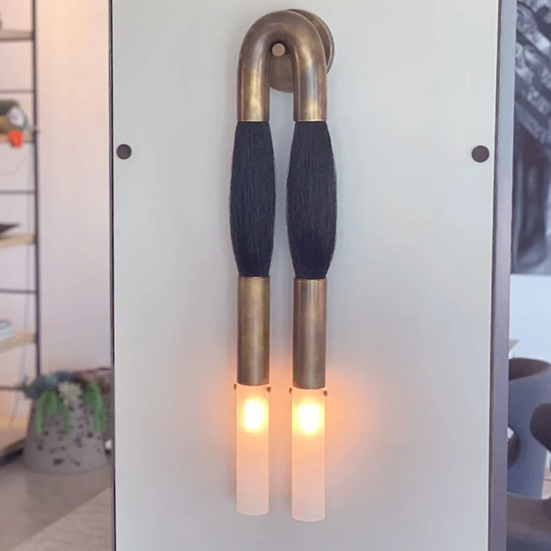 Afralia™ HORSEHAIR Wall Lamp Old Gold Silver Black Metal Cloth Light