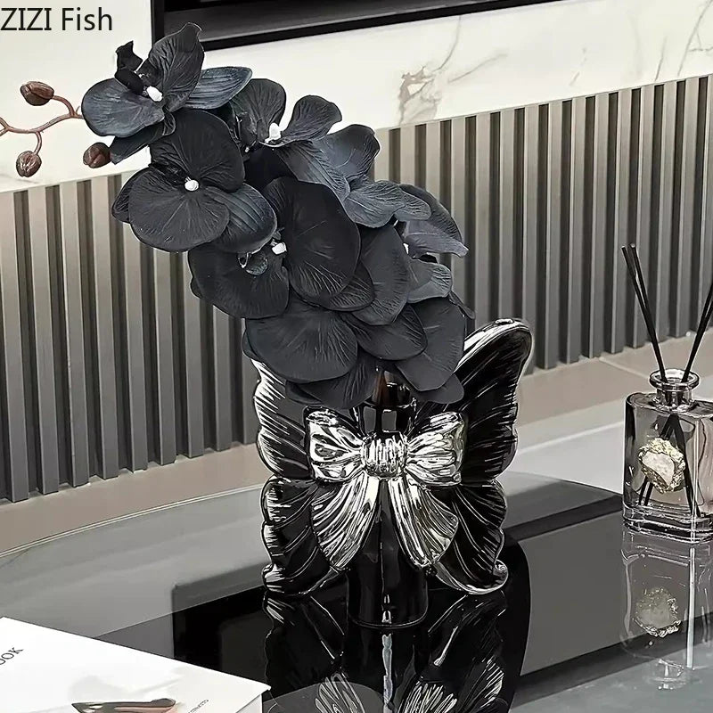 Afralia™ Butterfly Ceramic Vase Flower Pots Modern Aesthetic Room Decor