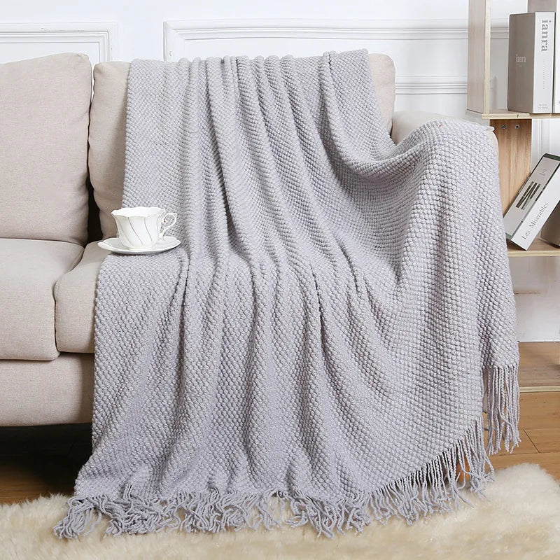 Afralia™ Nordic Faux Cashmere Tassel Blanket for All Seasons