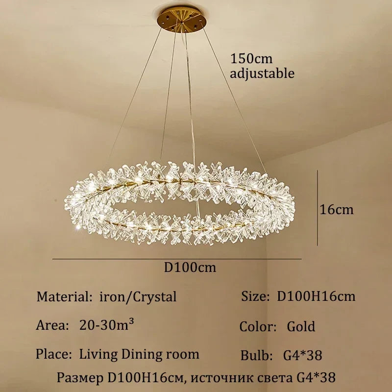 Afralia™ Crystal Chandelier: Luxury Gold LED Lighting for Home Dining Room Decor