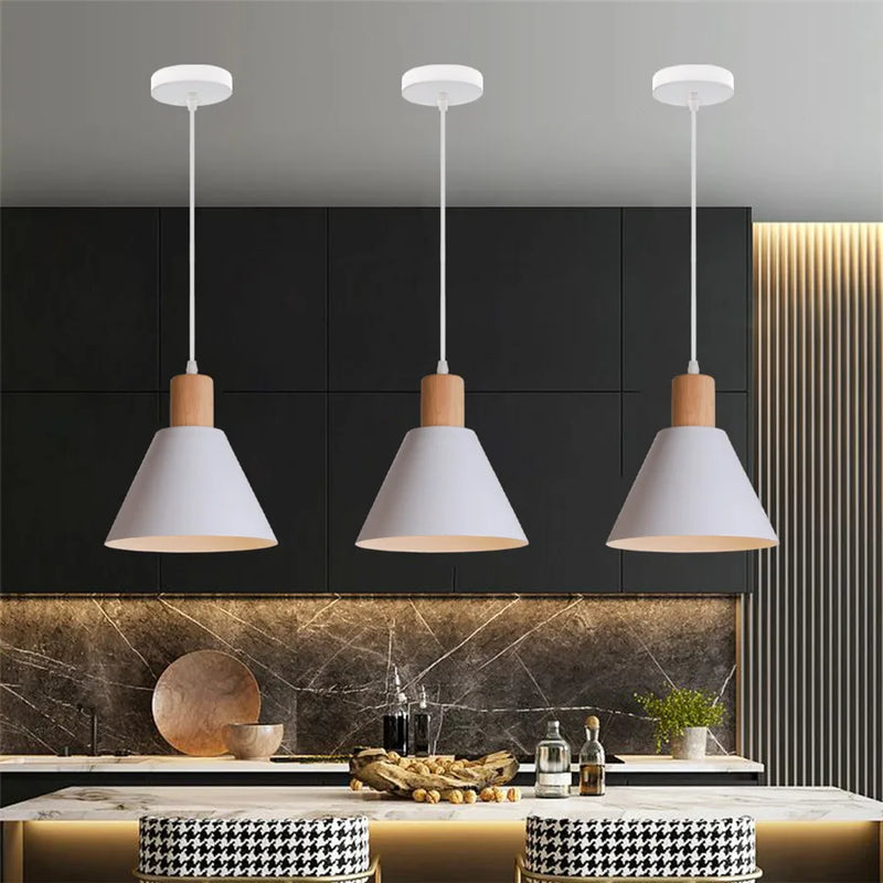 Afralia™ Wood Pendant Lights LED Hanging Lamp Aluminum Fixture for Kitchen, Dining, & Restaurant