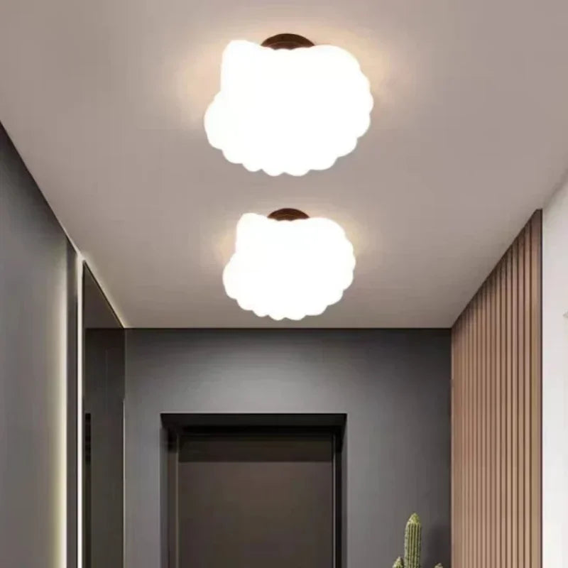 Afralia™ Minimalist White Shell Glass Wall Lamps LED Lights for Home Decor