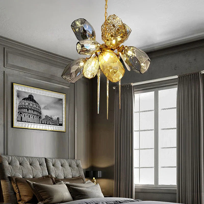 Afralia™ Glass Ceiling Chandeliers for Staircase - Post-modern Designer Home Decor Light