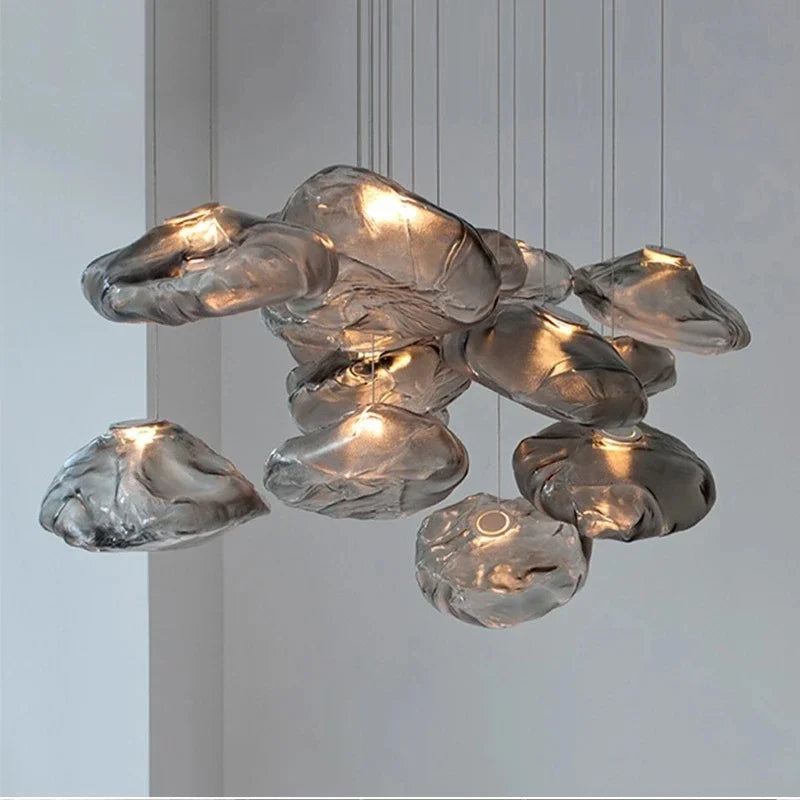 Afralia™ Smoky Grey Glass Pendant Light: Artistic Hanging Lamp for Stylish Decor.