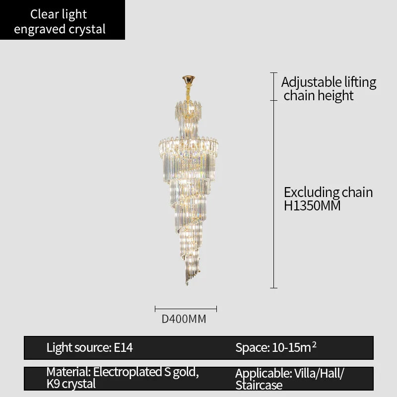 Afralia™ Crystal Chandelier: Luxe Stairwell Lighting for Duplex Villa, Loft, or Living Room