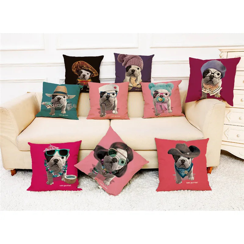 French Bulldog Linen Pillowcase 45x45cm Modern Design for Afralia™