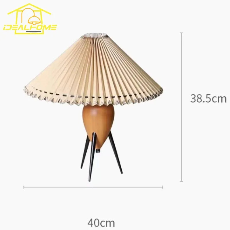 Afralia™ Bauhaus Pleated Wood Table Lamp LED E27 Solid Fabric Desk Light
