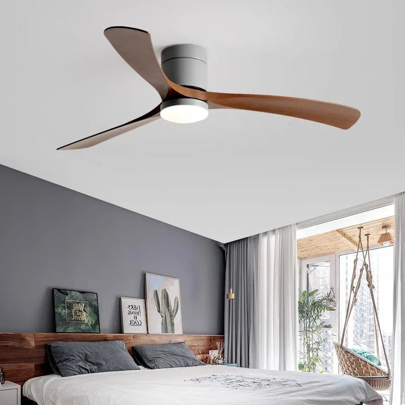 Modern Black/White ABS Blade Low Profile Ceiling Fan Light with Remote Control by Afralia™