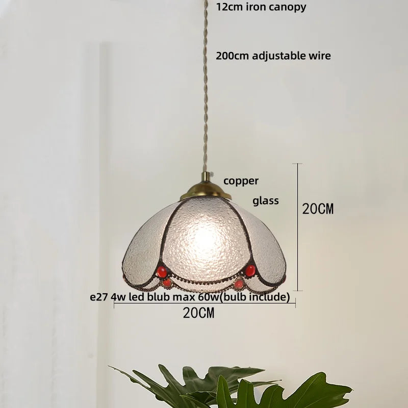 Afralia™ Blue Glass LED Pendant Light: Modern Nordic Tiffany Hanging Lamp for Bedroom & Dining Room
