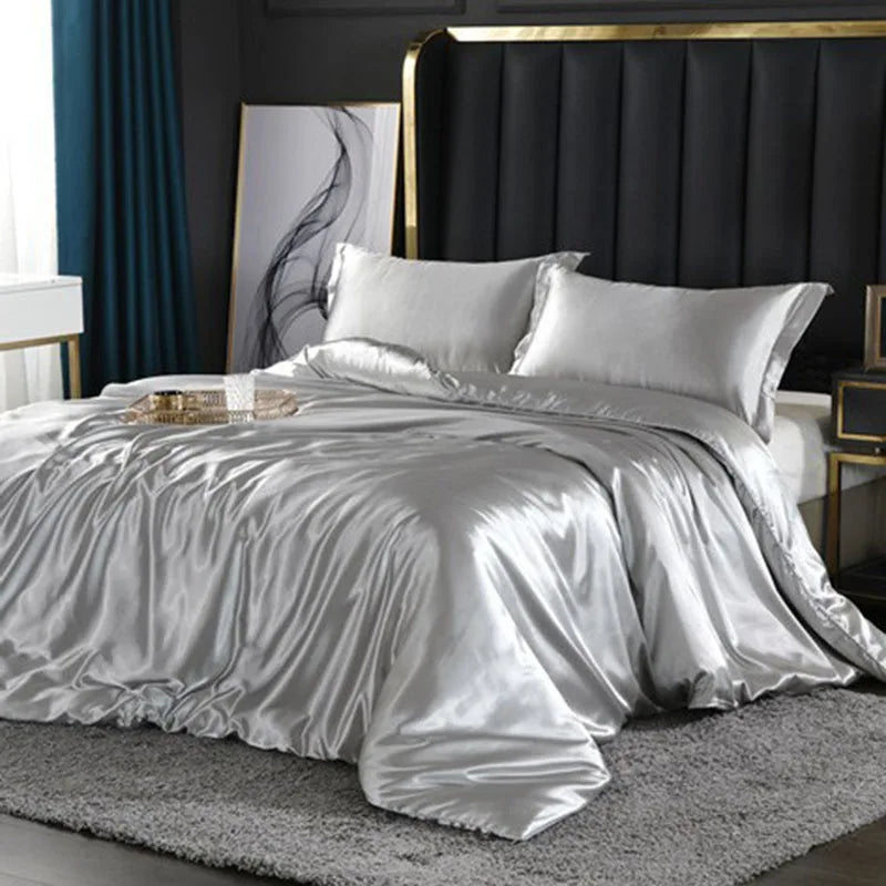 Afralia™ Silk Bedding Set: Smooth 100% Silk Comforter Cover Sets for Full Twin King Queen