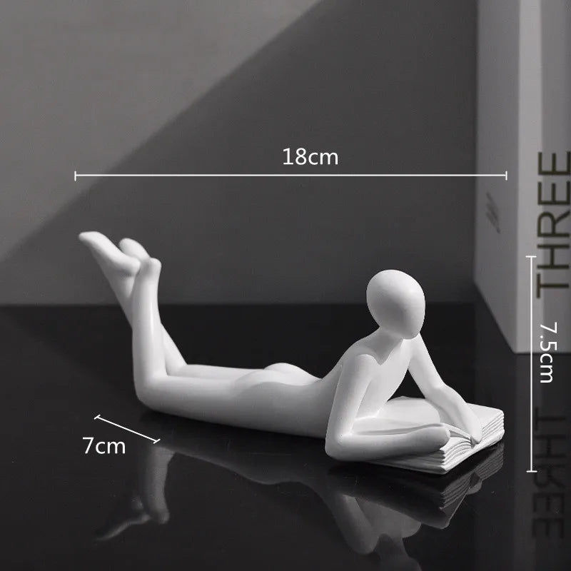 Afralia™ Golden Thinker Reader Man Resin Figure: Abstract Home Decor Figurine