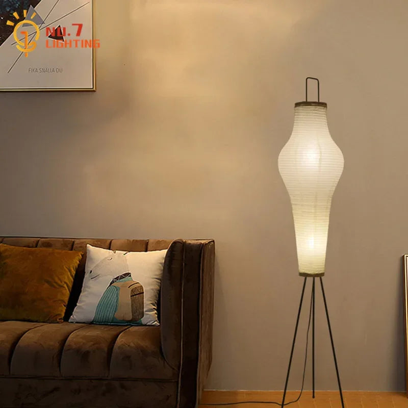 Afralia Wabi-sabi Tripod Floor Lamp - Noguchi Inspired Art Decor for Living Room