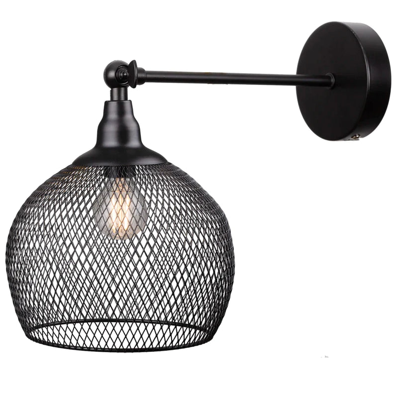 Afralia™ Vintage Black Cage Wall Sconce: Rustic Adjustable Wall Lamp for Bedroom & Living Room