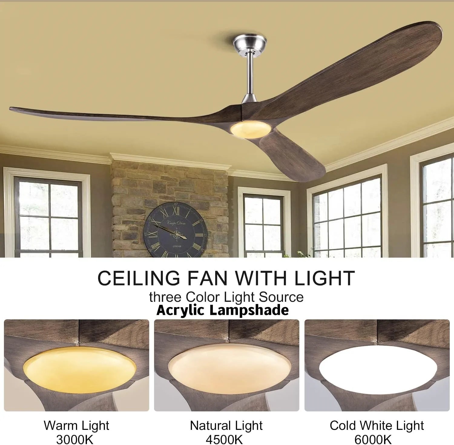 Afralia™ Retro Large Ceiling Fan With Lights And Control.