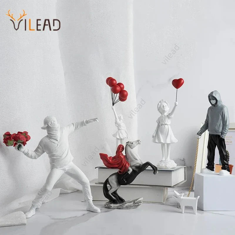 Banksy Sculpture Flower Thrower Statue Balloon Girl Figurine by Afralia™