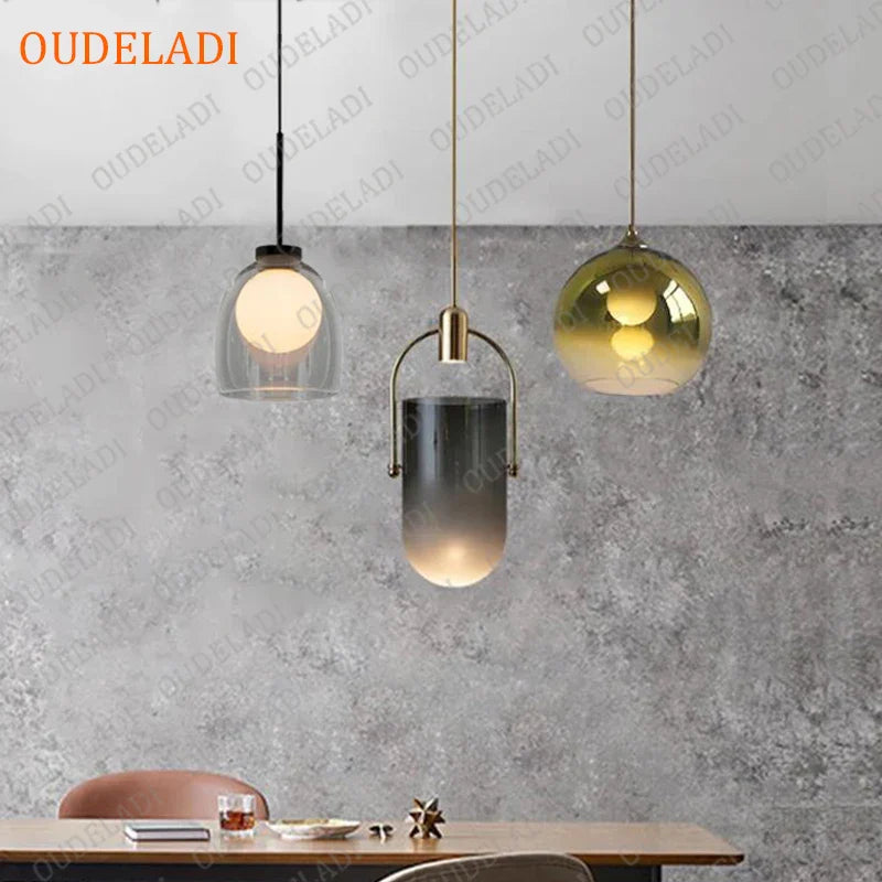 Afralia™ Nordic Glass Pendant Lights: Modern LED Hanging Luminaires for Kitchen, Dining, Living Room