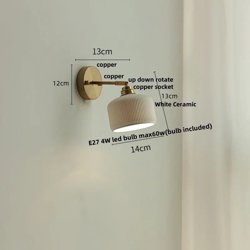 Afralia™ Nordic Ceramic LED Wall Light with Pull Chain Switch - Modern, Simple, Rotating