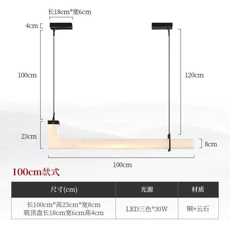 Afralia™ Marble Right Angle Pendant Lights Belt - Luxury Black Stone Hanglamp for Dining & Kitchen