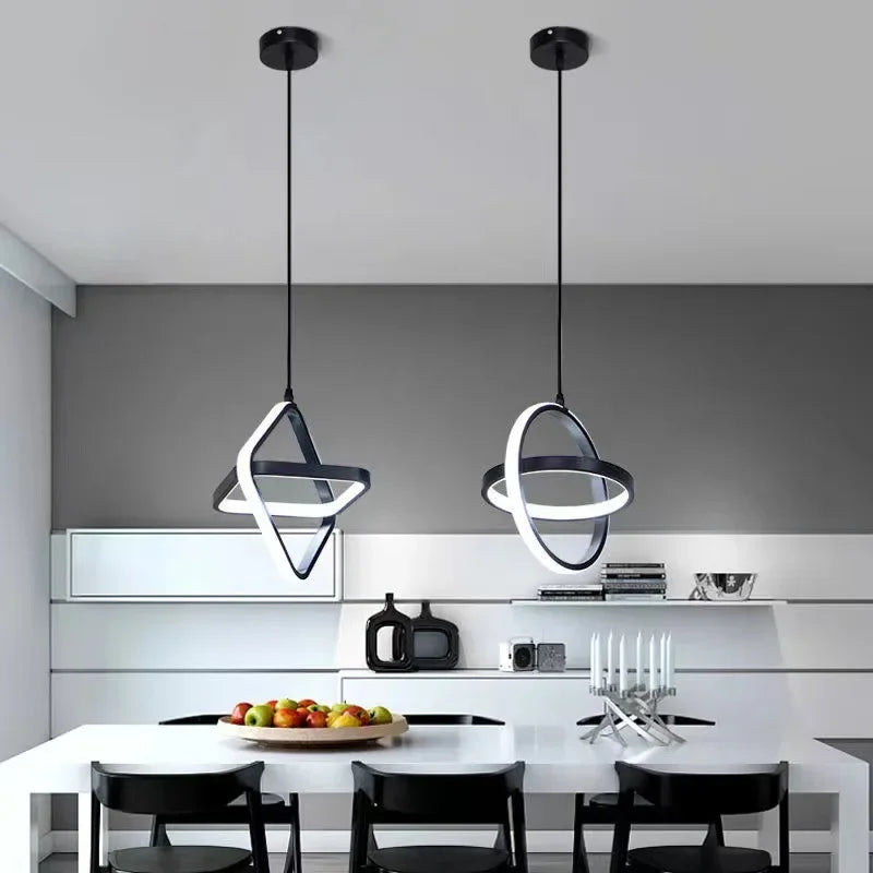 Afralia™ Modern LED Pendant Lights - Sleek Black Chandelier