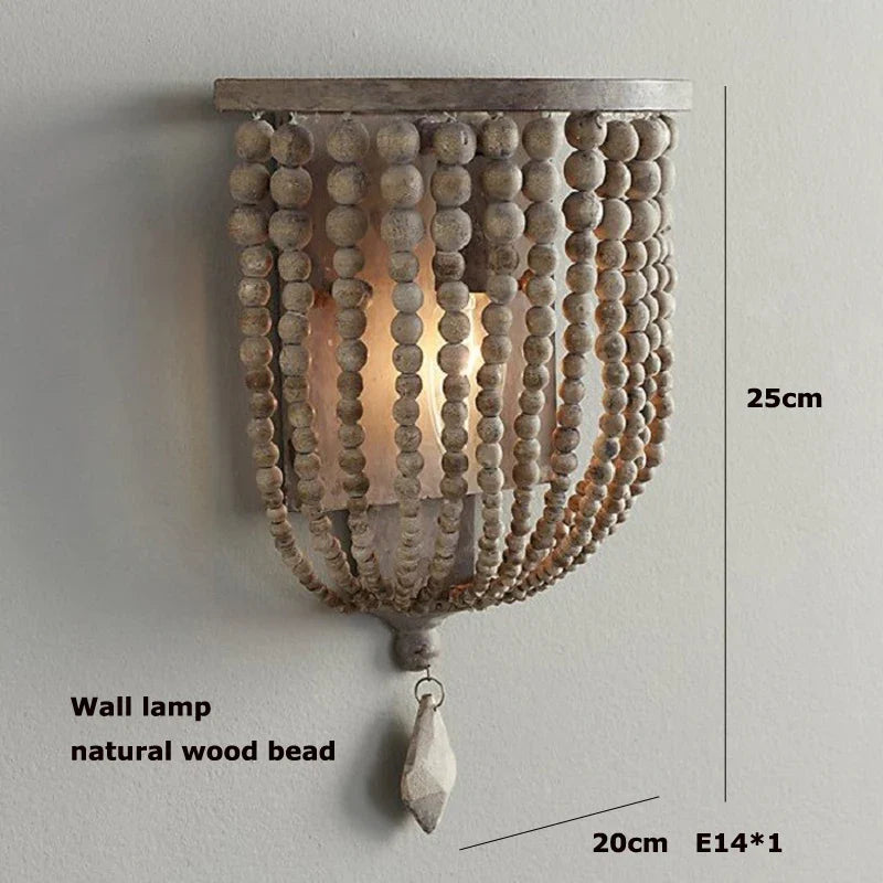 Afralia™ Bohemian Wood Bead Chandelier & LED Ceiling Light Fixture