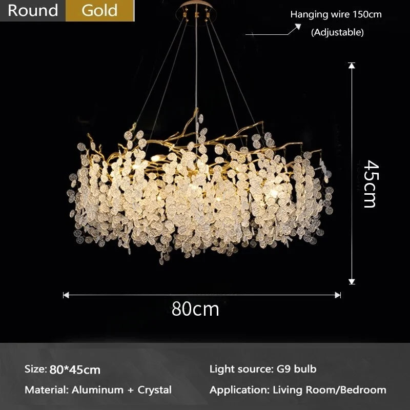 Afralia™ Luxe Crystal Ceiling Chandelier for Living Room - LED Indoor Lighting
