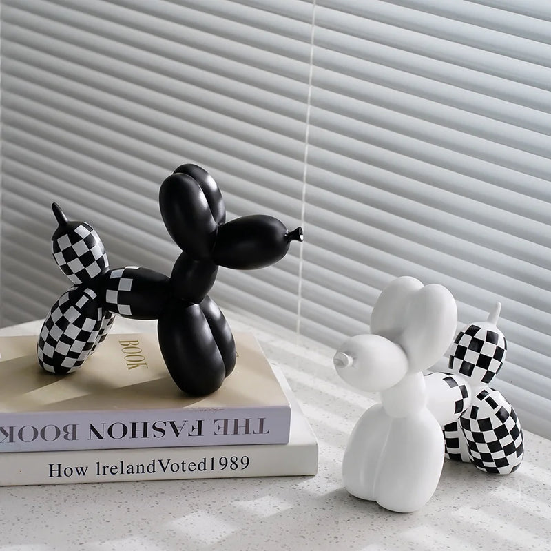 Afralia™ Plaid Balloon Dog Ornament: Modern Art for Home Office Decor & Gifting