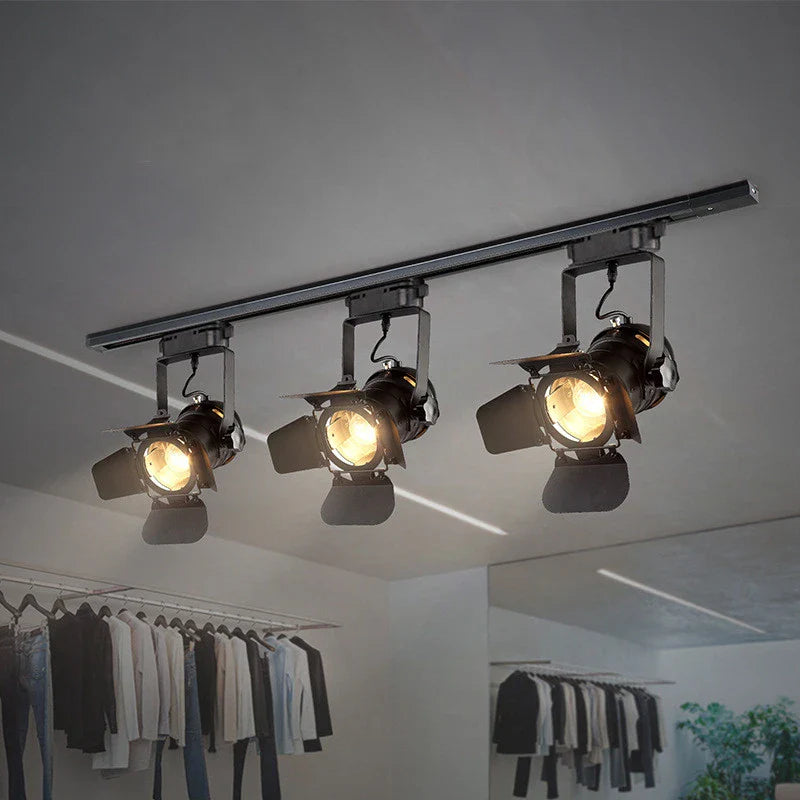 Afralia™ Vintage Industrial Loft Ceiling Lamp Retro Black Track Light for Bar Restaurant