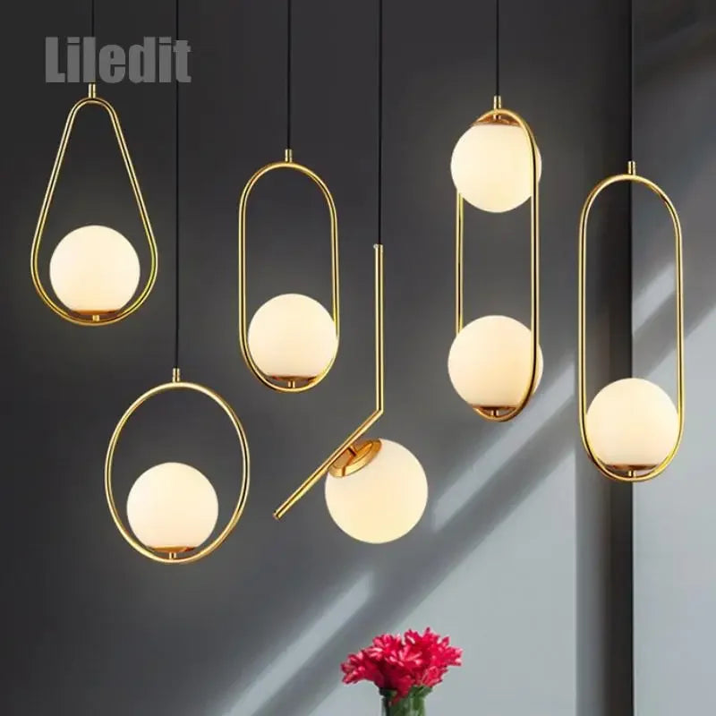 Afralia™ Modern Metal Glass Ball Pendant Lights for Living Room and Kitchen