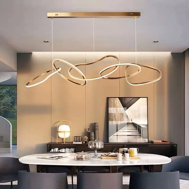 Afralia™ Rose Gold Maillon Pendant Light for Minimalist Dining Room Décor