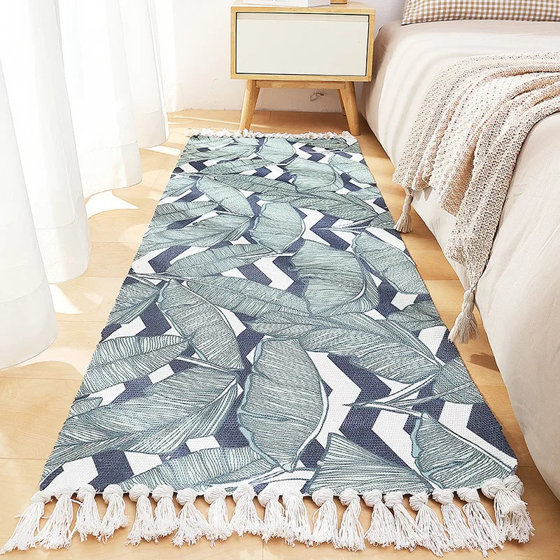 Afralia™ Soft Weave Tassels Bedside Rug, Anti-Slip Living Room Carpet