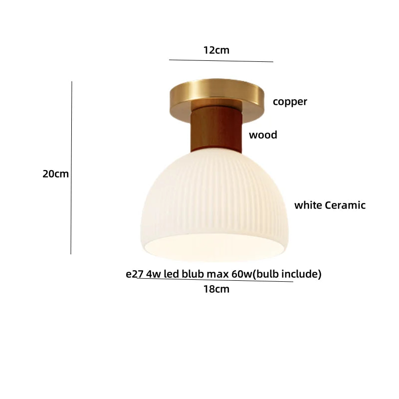 Afralia™ Wood Ball LED Ceiling Lamp Vintage Loft Copper Canopy Light