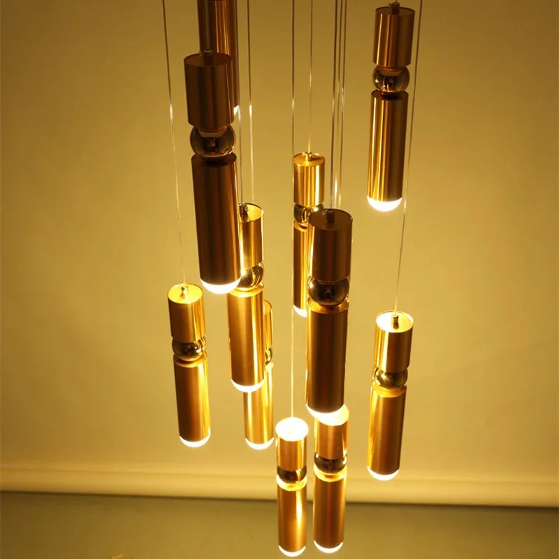 Afralia™ Metal Bullet Tube Pendant Lights for Bedroom Dining Kitchen Chandeliers