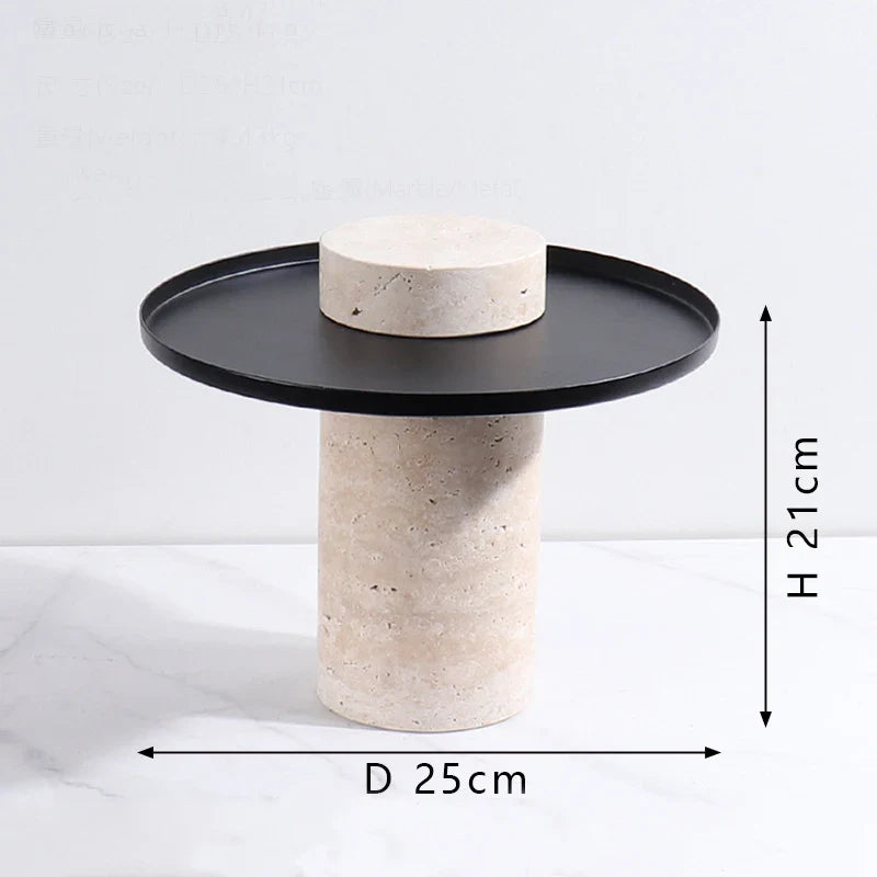 Afralia™ Travertine Marble Serving Tray Luxury Hightea Plate - Natural Stone Holder Tray