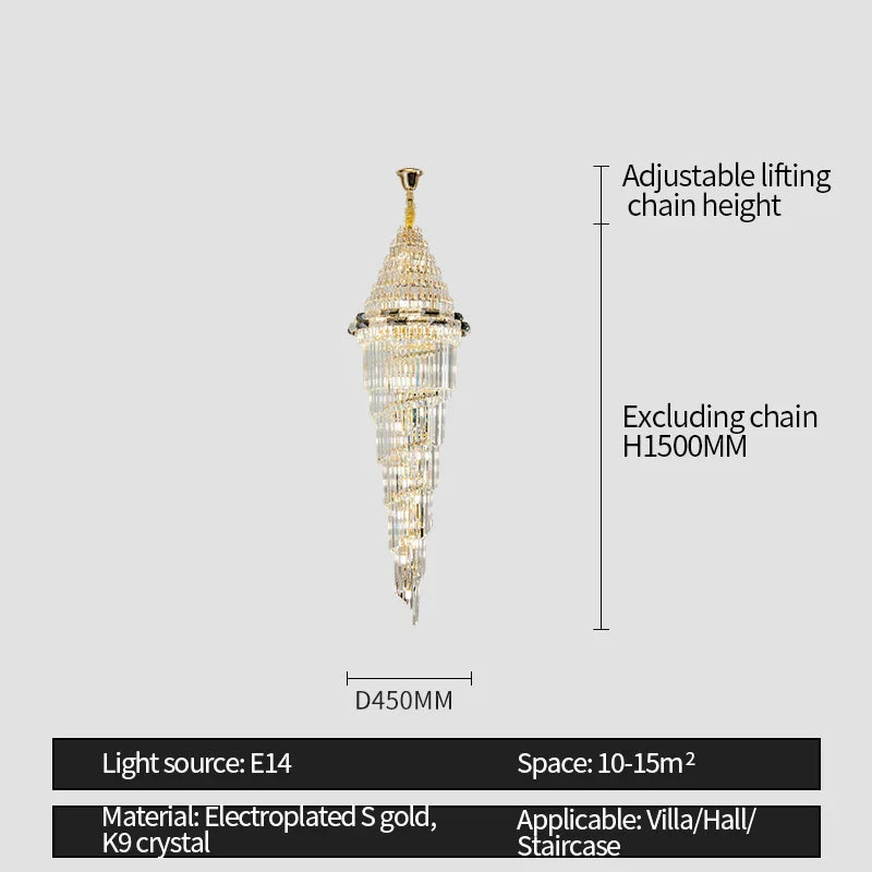 Afralia™ Modern Crystal Duplex Villa Chandelier for Luxury Living Room