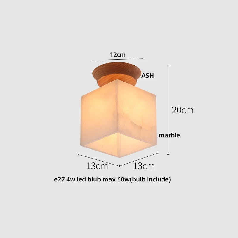 Afralia™ White Ceramic LED Ceiling Lamp Wood Ash Nordic Modern Copper Light