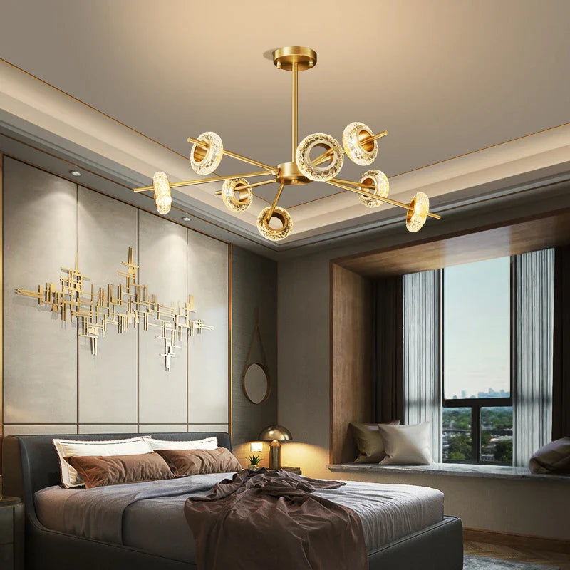 Nordic Golden Crystal Circle LED Chandelier by Afralia™ for Elegant Indoor Decor