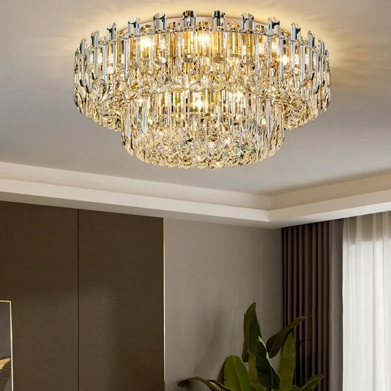 Afralia™ Nordic Crystal Chandelier LED Round Light for Living Bedroom Dining Room