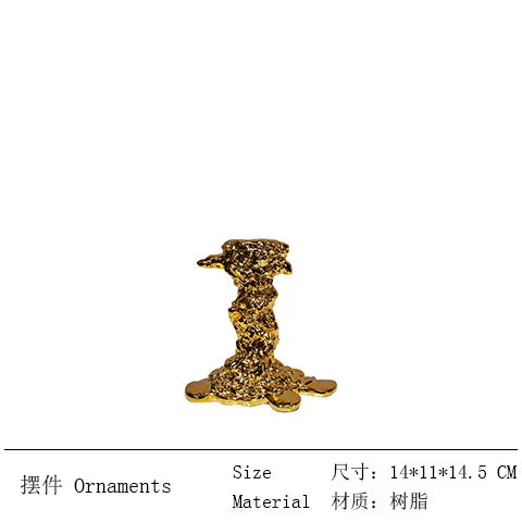 Afralia™ Golden Candlestick Holder Resin Plated Melt Shape for Wedding & Home Decor