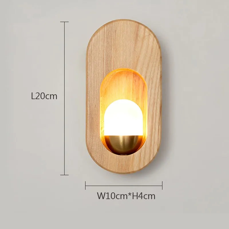 Afralia™ LED Wooden Wall Lamp for Bedroom Living Room Study Aisle Home Lighting