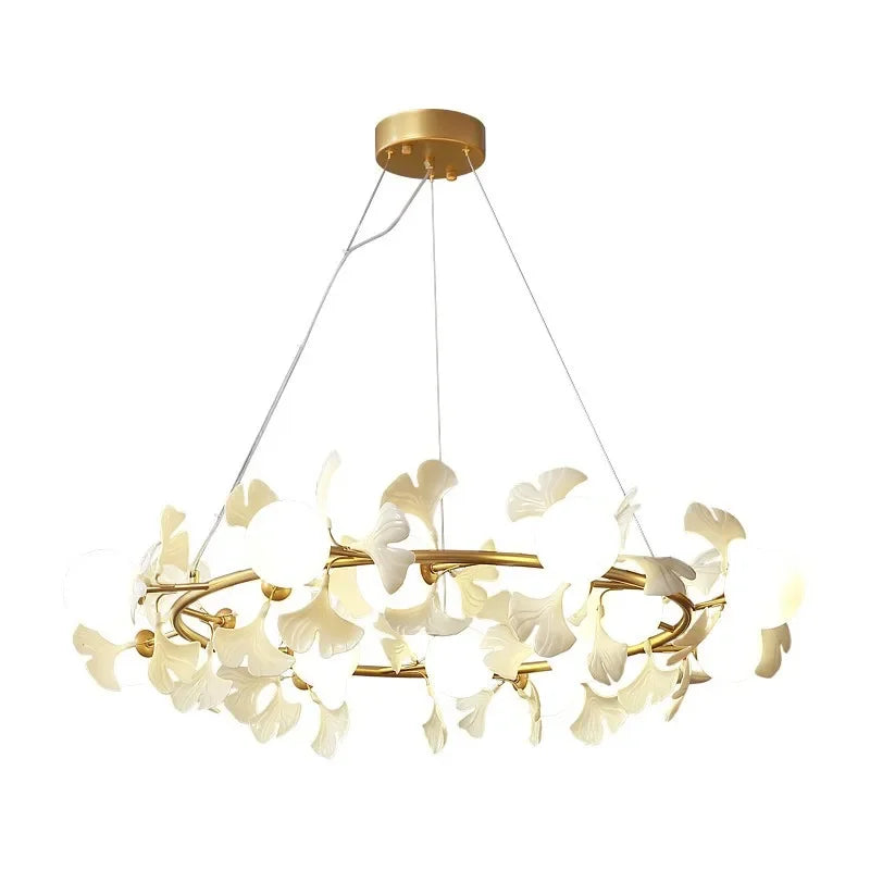 Afralia™ Gingko Leaf Branch LED Ceiling Chandelier for Modern Living Room and Bedroom